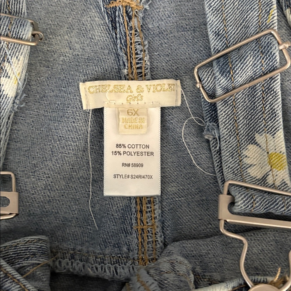 Chelsea & Violet Blue Denim Overall with Daisy Print - Picture 2 of 3